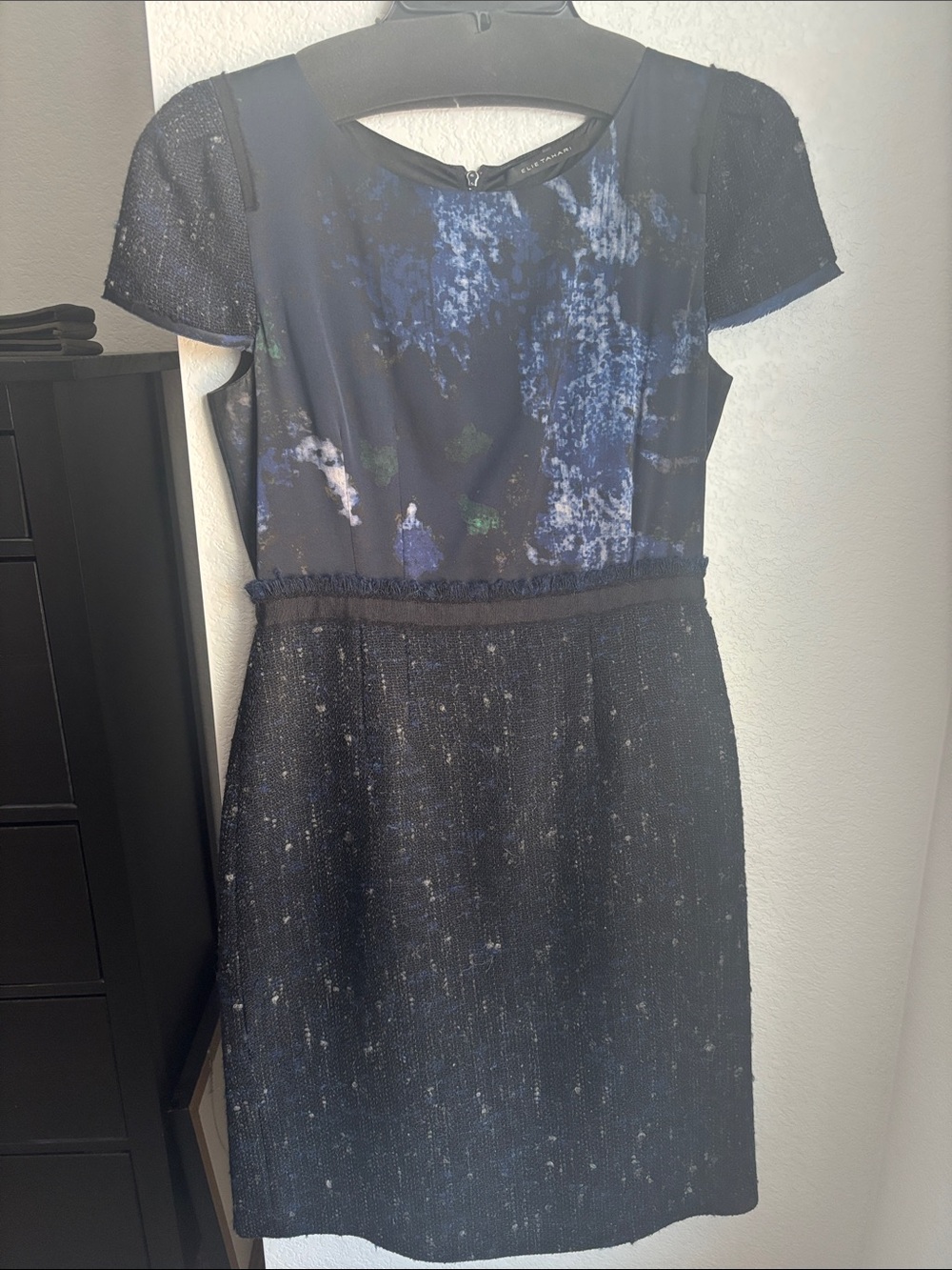 Elie Tahari Navy Blue Printed Mini Dress